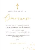 Stijlvolle oudroze uitnodiging voor communie met eigen foto 3