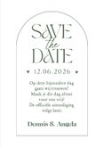 Stijlvolle save the date trouwkaart grafisch olijfgroen 3