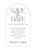 Stijlvolle save the date trouwkaart grafisch olijfgroen 3