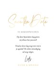Stijlvolle Save the Date trouwkaart met gouden hartjes 3