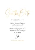 Stijlvolle Save the Date trouwkaart met gouden hartjes 3