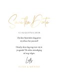 Stijlvolle Save the Date trouwkaart met gouden hartjes 3