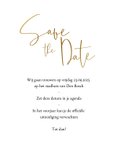 Stijlvolle save the datekaart met goudlook tekst en foto 3