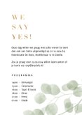 Stijlvolle trouwkaart waterverf eucalyptus gouden we say yes 3