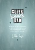 Stoere Vaderdag kaart "Super Bonus Dad" bliksem en hartjes 3