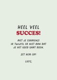 Succes kaart examens boeken zet 'm op good luck 3