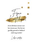 Trendy kerstkaart botanisch cowboylaars sterren goud 3