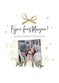 Trendy kerstkaart fotocollage kerstboom goudlook strik 2