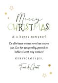 Trendy kerstkaart Merry new home sleutel sterren goud 3