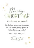 Trendy kerstkaart Merry new home sleutel sterren goud 3