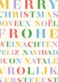 Trendy kerstkaart regenboog typografie diverse talen 2
