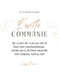 Trendy uitnodiging eerste communie collage goud spetters 3