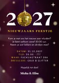 Trendy uitnodiging oud & nieuw feestje met discobal 3
