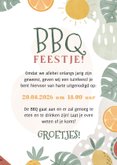 Tropische uitnodiging bbq feestje met fruit en bladeren 3