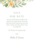 Trouwkaart bloemen in de hoek romantisch save the date 3