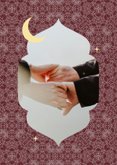 Trouwkaart Islamitisch patroon donkerrood roze maan ster 2