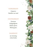 Trouwkaart menu krans witte rozen met kersttakken 3