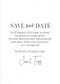 Trouwkaart save the date blauw roze holografisch met foto 3