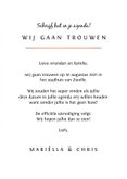 Trouwkaart save the date marmerlook met rosé goud letters 3