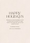 Typografische kerstkaart light and laughter zandkleur 3