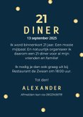  Uitnodiging 21-diner met donkerblauw gouden confetti 3