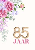 Uitnodiging 85 in hout met bloemen 2