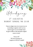 Uitnodiging 90 jaar met bloemen en foto collage 3