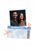 Uitnodiging afscheidsfeestje emigratie vliegticket en foto 2