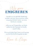 Uitnodiging afscheidsfeestje emigratie vliegticket en foto 3