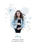 Uitnodiging blauw babyshower rompertje foto hartjes 2