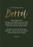 Uitnodiging ‘Borrel’ bubbels goudlook champagnefles glazen 3