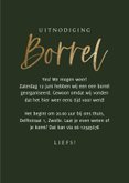 Uitnodiging ‘Borrel’ bubbels goudlook champagnefles glazen 3