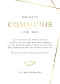 Uitnodiging communie jongen grote foto gouden lijnen 3