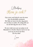 Uitnodiging communie lentefeest meisje roze waterverf foto 3