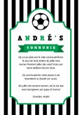 Uitnodiging communie voetbal strepen met badge 3