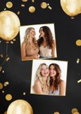 Uitnodiging dubbel feest ballonnen goud confetti met foto's 2