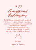 Uitnodiging geregistreerd partnerschap etentje doodle roze 3
