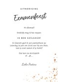 Uitnodiging geslaagd examenfeest meisje goud hartjes 3