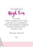 Uitnodiging high tea theepot kleurrijk boeket bloemen 3