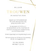 Uitnodiging huwelijk met gouden geometrische lijnen en foto 3