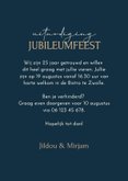 Uitnodiging jubileum 25 jaar in bloemetjes donkerblauw goud 3