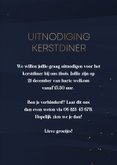 Uitnodiging kerstdiner donkerblauw met goudlook en foto 3