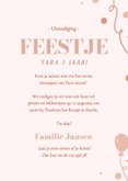 Uitnodiging kind eerste verjaardag roze met foto 3
