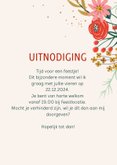 Uitnodiging kleurrijke bloemen met glitterlook 3