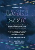 Uitnodiging lasergamen feestje met holografische foliedruk 3
