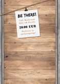 Uitnodiging man industrieel met hout, staal en foto's 2