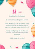 Uitnodiging met eigen foto, kleurrijke ballonnen en confetti 3