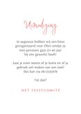 Uitnodiging pensioen X jaar in dienst roze confetti foto 3