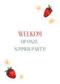 Uitnodiging summer party en tuinfeest met zomerse aardbeien 2