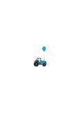 Uitnodiging tractor confetti blauw jongen ballon Achterkant